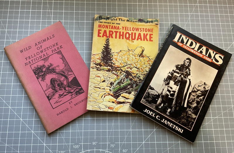 Lot of 3 books on Yellowstone National Park Indians Wild Animals Earthquake