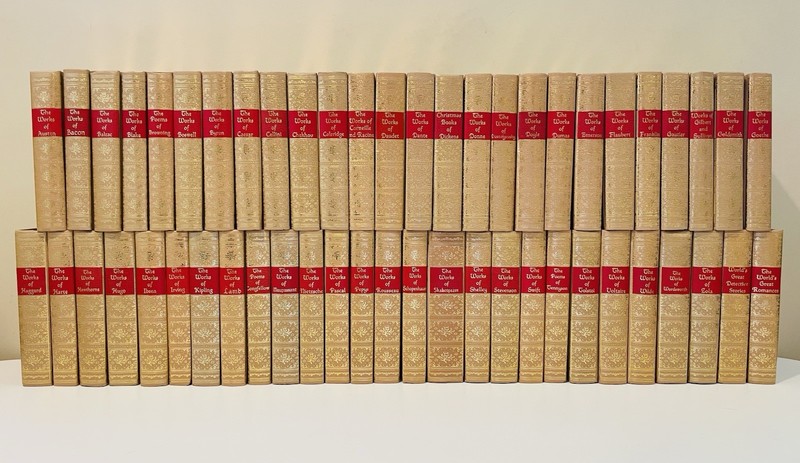 53-Book Set of Black’s Readers Service «Works of» Tan Red Gold Trim, Like New