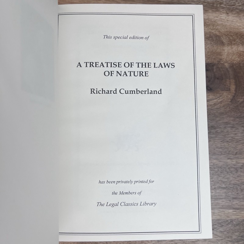 A Treatise of the Laws of Nature Cumberland Leather Gilt Legal Classics Gryphon gallery