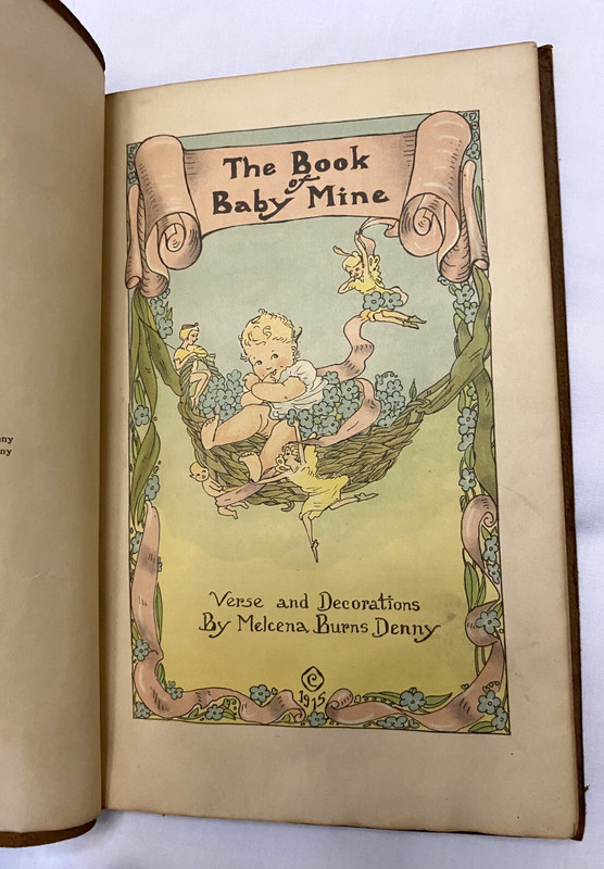 The Book Of Baby Mine Antique 1930 Scrap Book Melcena Burns Denny Leather Cover