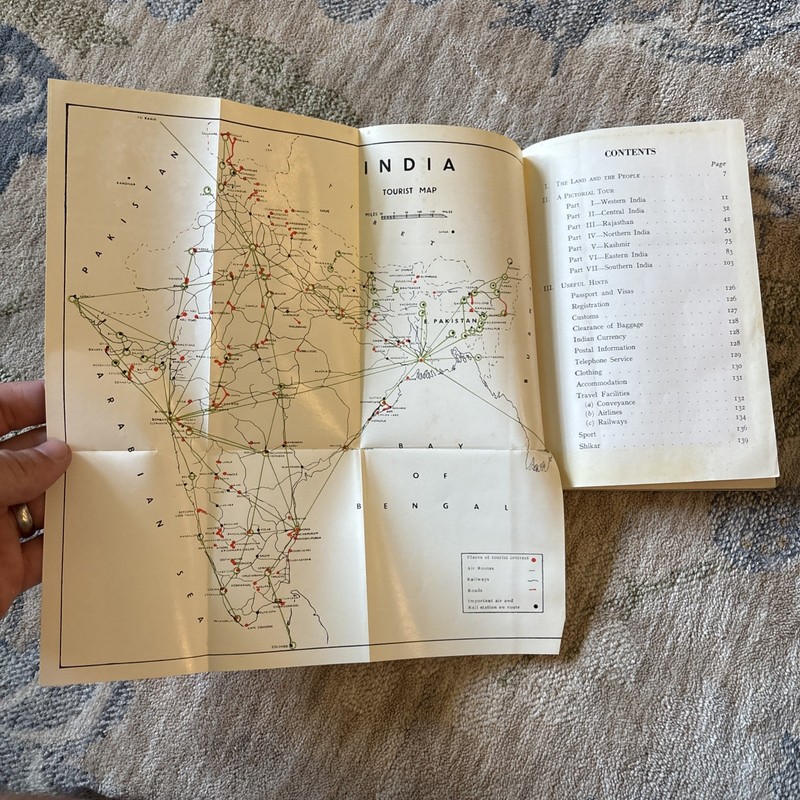 1956 The Handbook of India Govt of India Tourism Dept with Map gallery