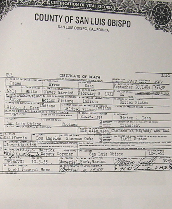 JAMES DEAN - AUTOPSY and ACCIDENT REPORT and HIS LAST WILL & TESTAMENT from 1955 gallery