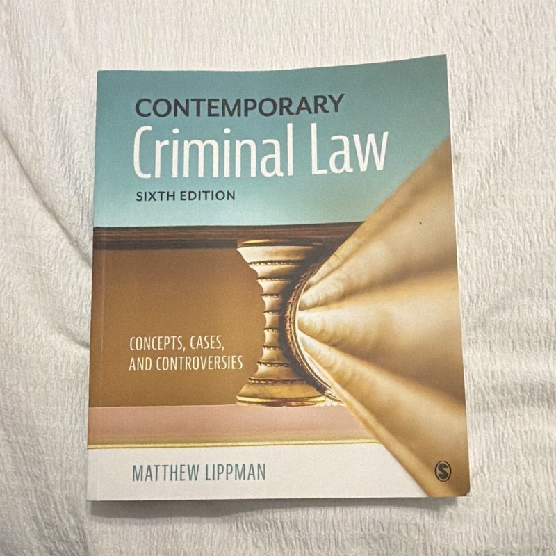 Matthew Lippman Contemporary Criminal Law 6th Edition Paperback 2021 Textbook