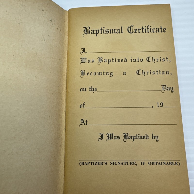 The Christian Life James M. Tolle 1962 Pocket Sized Booklet Baptism Certificate gallery