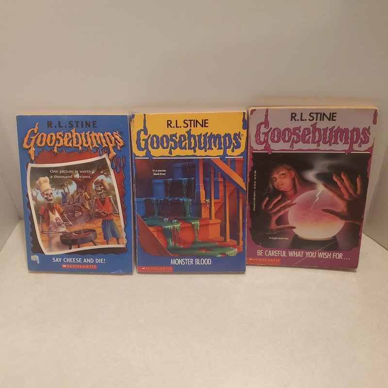 3 Goosebumps Books Monster Blood, Say Cheese & Die, Be Careful What You Wish For