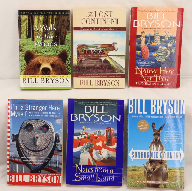 Lot of 6 Bill Bryson Paperbacks, Travel, Humor, Memoir, B783