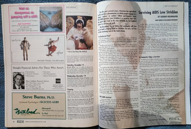 RARE 2001 Lavender Magazine #170 Twin Cities MN - Lew Stricklen Surviving AIDS gallery