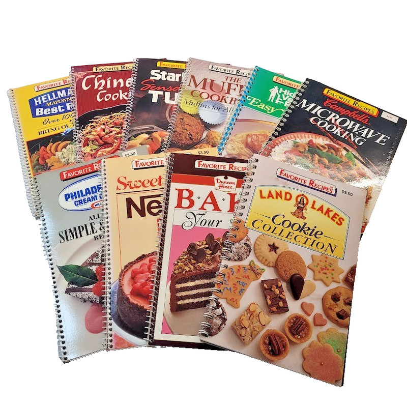 Favorite Recipes Bundle x9 Spiral Bound Lot Cookbook Booklets Chinese Baking etc