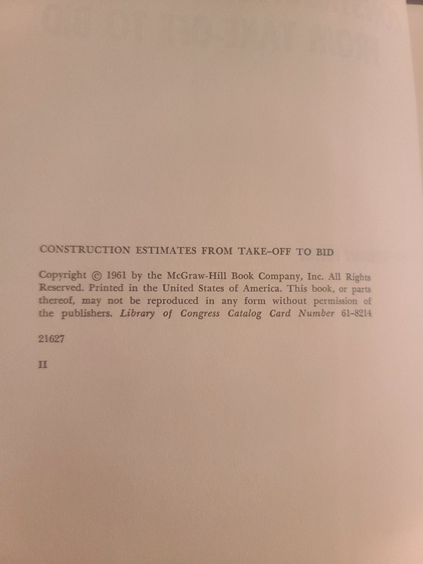 Construction Estimates from Take-Off to Bid Norman Foster pricing HCDJ Book 1961 gallery