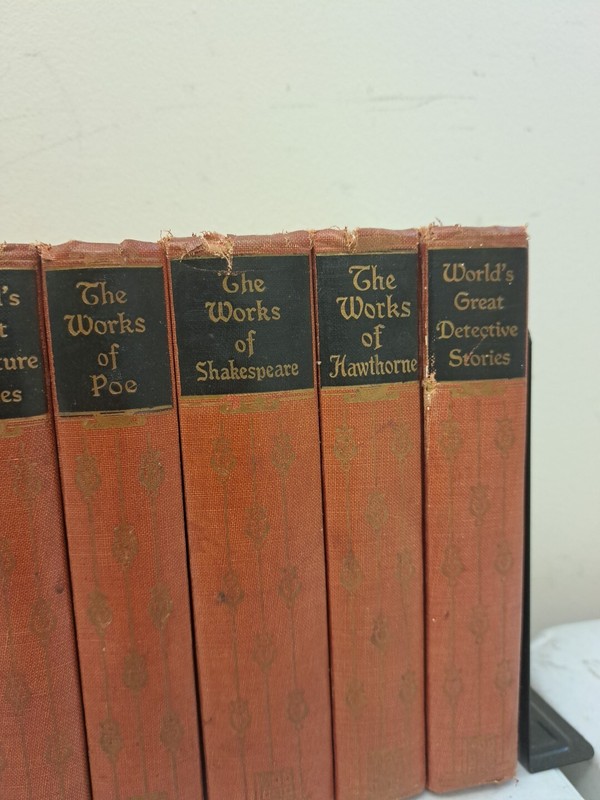 Lot Of 23 Red Antiquarian Books-Black's Readers Service-Works Of Kipling-Hugo++ gallery