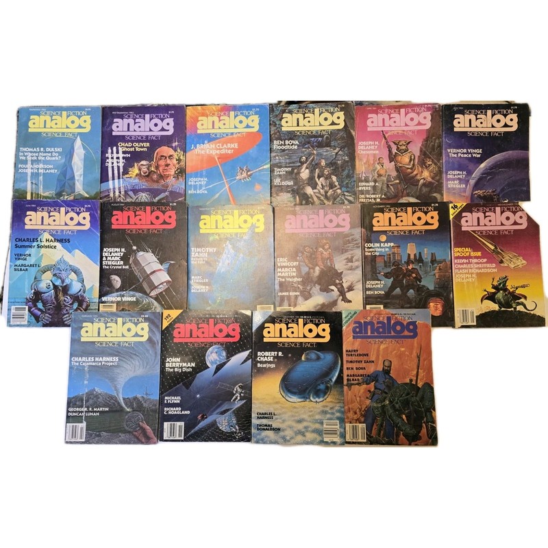 Vintage Analog Science Fiction Magazines Lot Of 16. Years 1984, 1985, 1986, 1987
