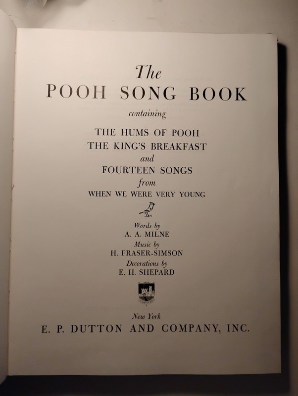 The Pooh Song Book Milne Fraser-Simson Shepard 1961 Dutton Winnie Pooh Music gallery