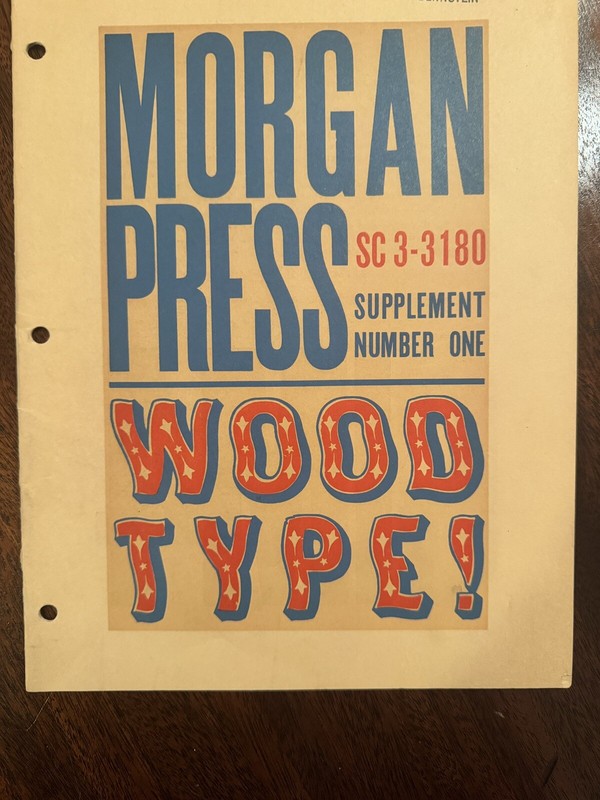 Morgan Press Wood Type Supplement Number One SC 3-3180 Softcover