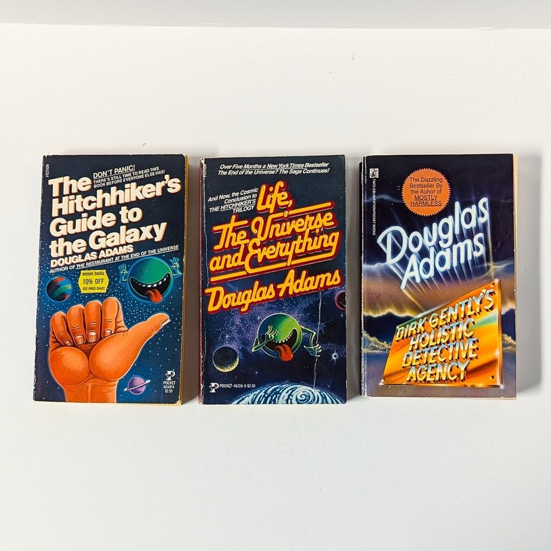 Douglas Adams HITCHHIKER’S GUIDE + DIRK GENTLY’S 3 Book Lot Paperbacks Pocket
