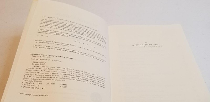 Material Culture Studies in America : An Anthology by Thomas J. Schlereth (1982, gallery