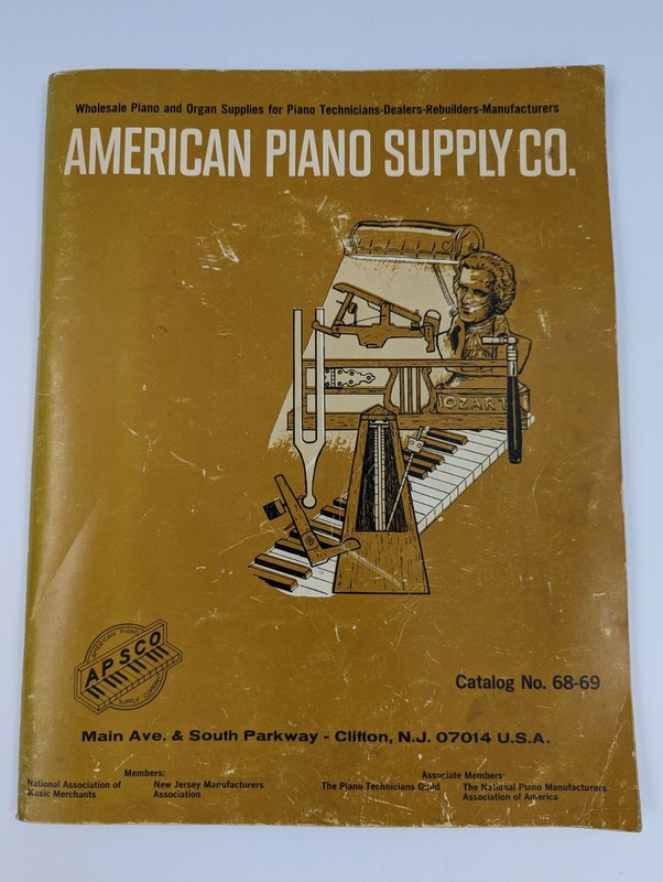 APSCO American Piano Supply Co. Catalog No. 68-69, 128 pages, 1968