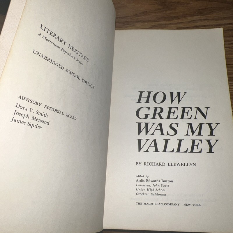 HOW GREEN WAS MY VALLEY BY Richard Llewellyn 1964 Macmillan PB Literary Heritage gallery