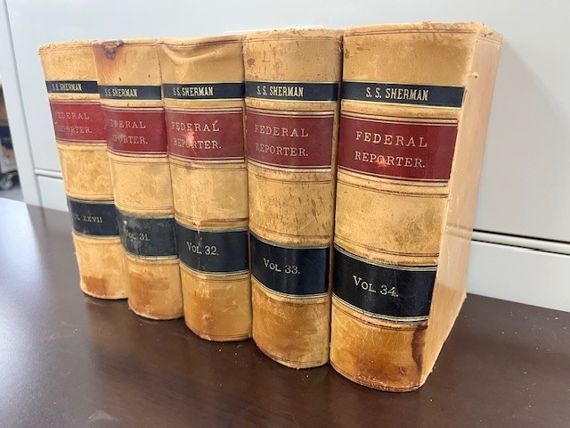 Lot of 5 Federal Reporter Antique Law Books 1880s Vols 27 31 32 33 34 Leather gallery
