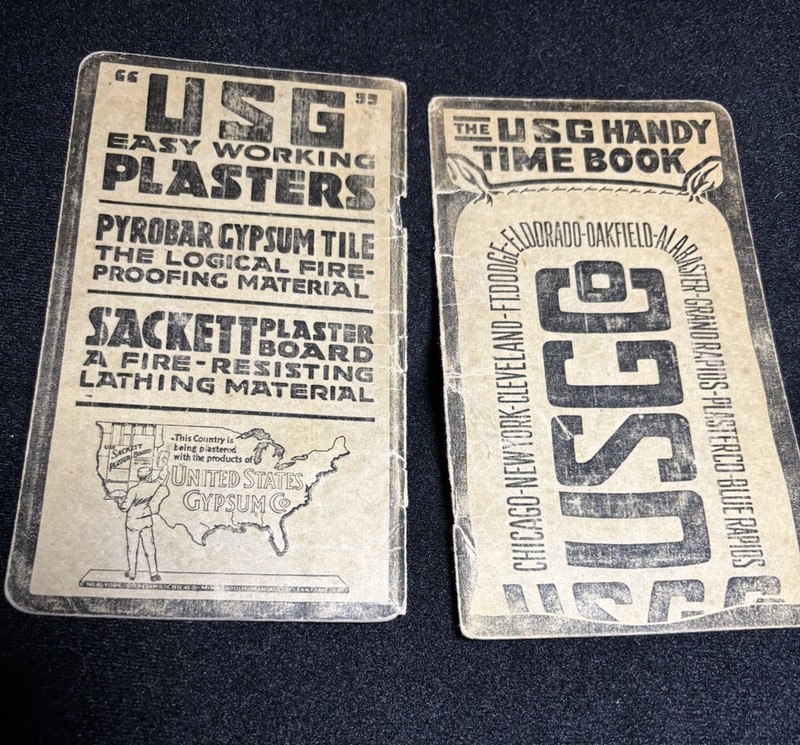 USG Handy Time Book Covers With 1917 & 1918 Calendars