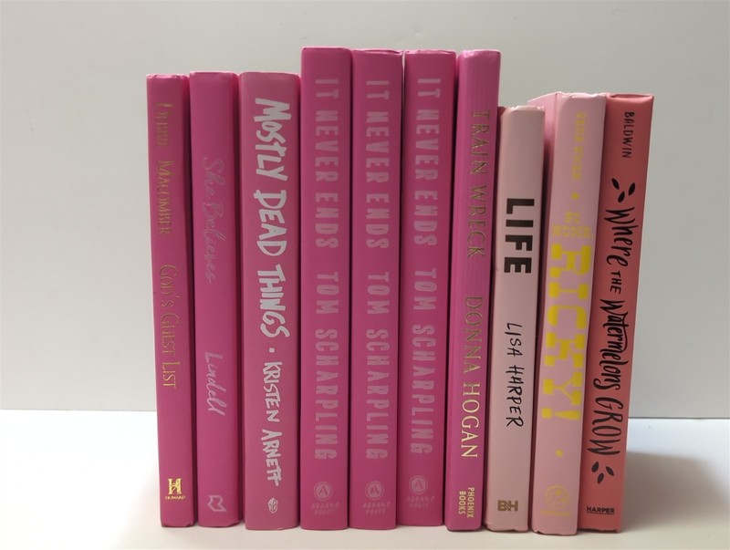 Random Lot of 10 PINK Staging, Decor, Prop, Beautiful HC books-lettering varies