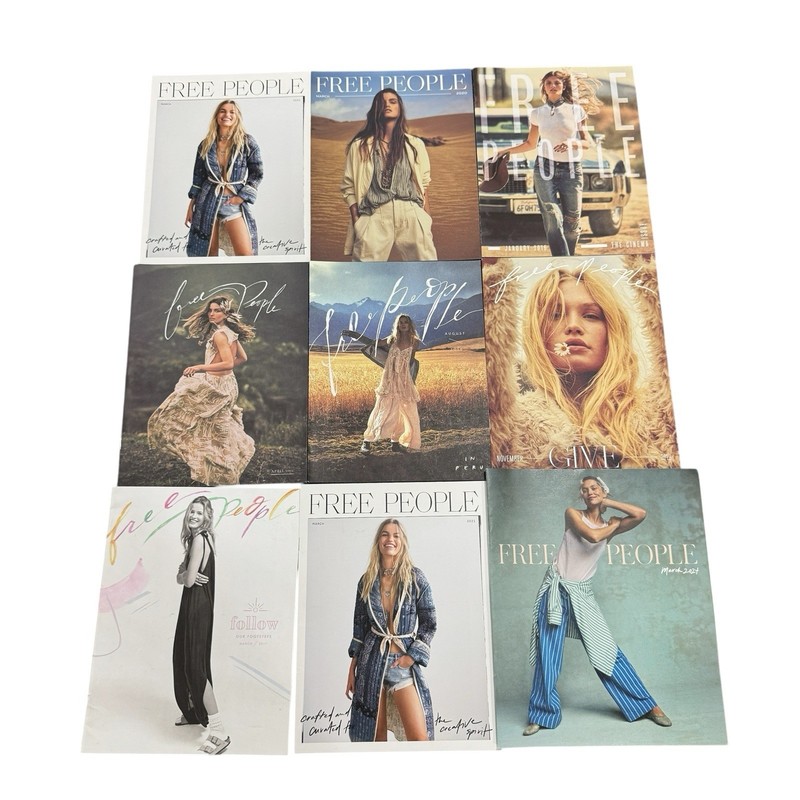 Free People Lot of 9 Catalogs Magazines 2016 – 2021 Boho Style Lifestyle READ