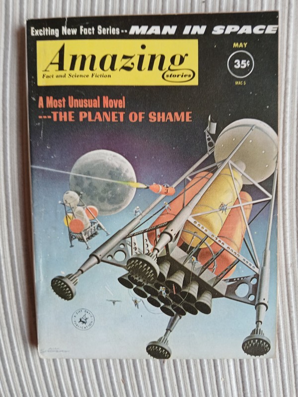 AMAZING STORIES 1961 MAY THE PLANET OF SHAME BY BRUCE ELLIOTT VIRGIL FINLAY ART
