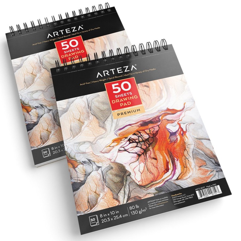 Drawing Paper Pad 8 x 10 Inches Pack of 2 50 Sheets Each Spiral Bound Artist …