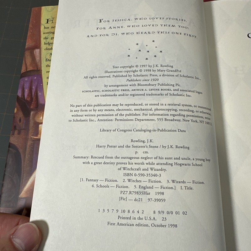 Harry Potter 1st Edition & 1st Printing Lot Volumes 1,2,3,4,7 Full Number Lines gallery