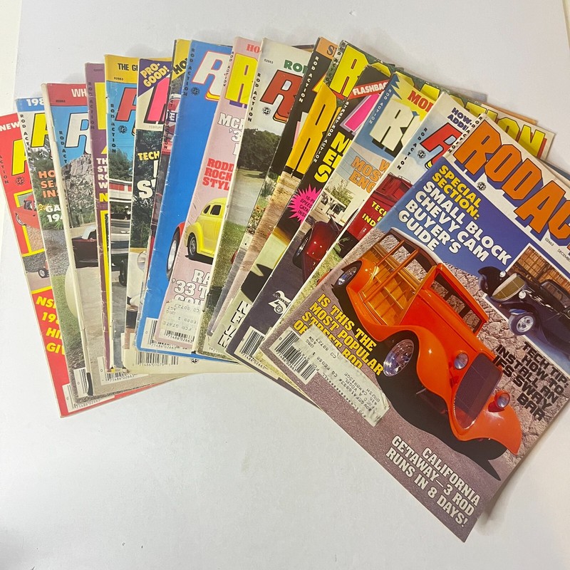 Lot of 15 ROD ACTION Magazines 1980s-1990s Street Rod Custom Car Roadster
