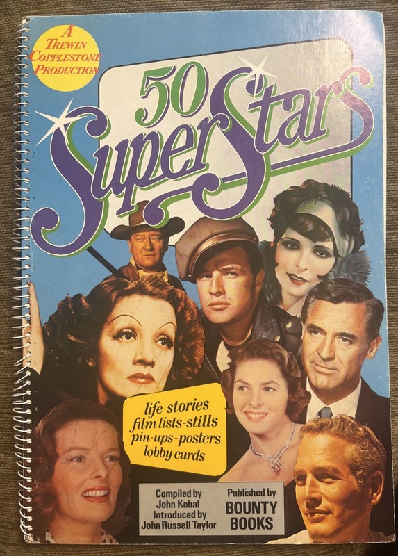 50 SUPER STARS SPIRAL BOUND BOOK by JOHN KOBAL, 1974, MARILYN MONROE, JAMES DEAN