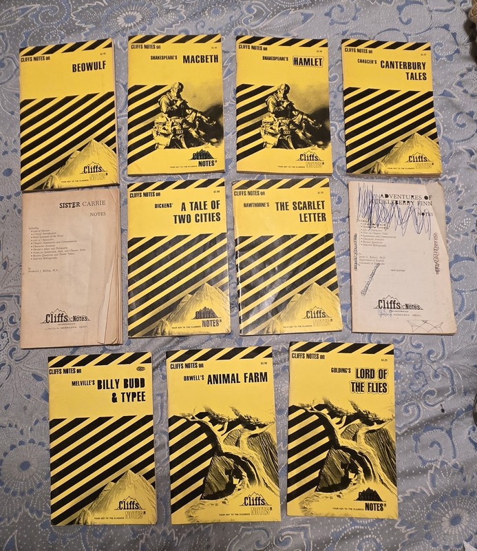 Lot of 11 Vintage Cliff Notes Various Authors