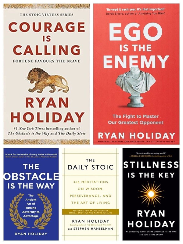 Ryan Holiday 5 books ego is the enemy Obstacle is the Way The Daily Stoic... gallery