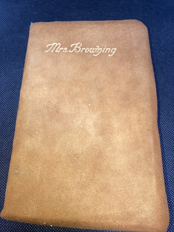 Robert & Elizabeth MRS BROWNING Poems 1856? Leather Bound Gold Gilt Vellum ribb