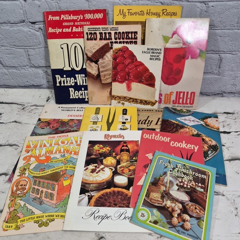 Vintage Cookbook Recipe Guide Booklets Lot Of 13 Desserts Jello Kahlua Vinegar