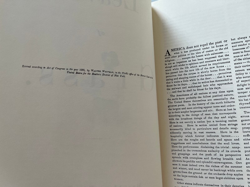 Leaves of Grass by Walt Whitman~1966 Facsimile of Brooklyn 1855 First Edition gallery