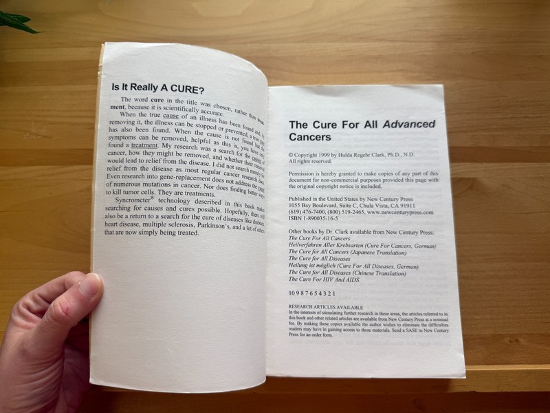 The Cure for Advanced Cancers Hulda Regehr Clark New Century Press OOP 1999 gallery