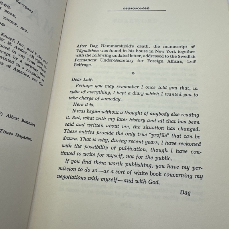 Dag Hammarskjold Markings Hardcover 1964 Alfred A. Knopf Inc. gallery