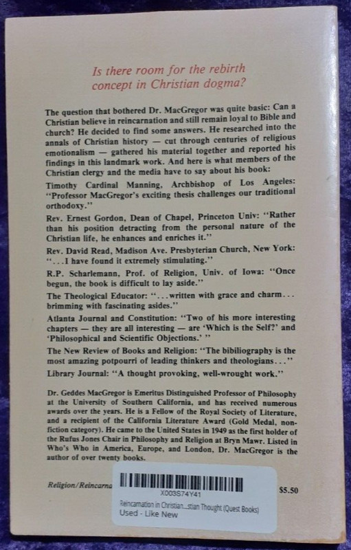 Reincarnation In Christianity New Vision of the Role of Rebirth Paperback*STAINS gallery