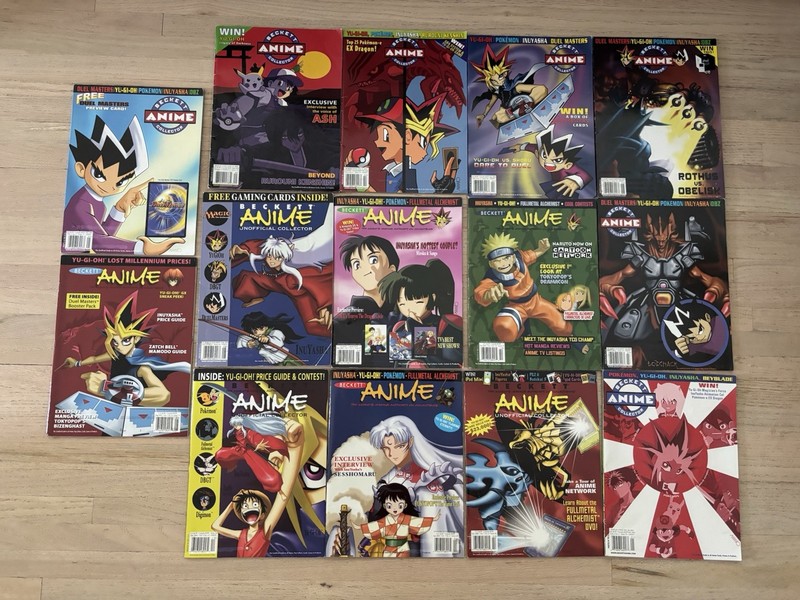 Lot of 14 Beckett Pokemon and Anime Magazine Posters 2004-2005 w/ Promo Cards