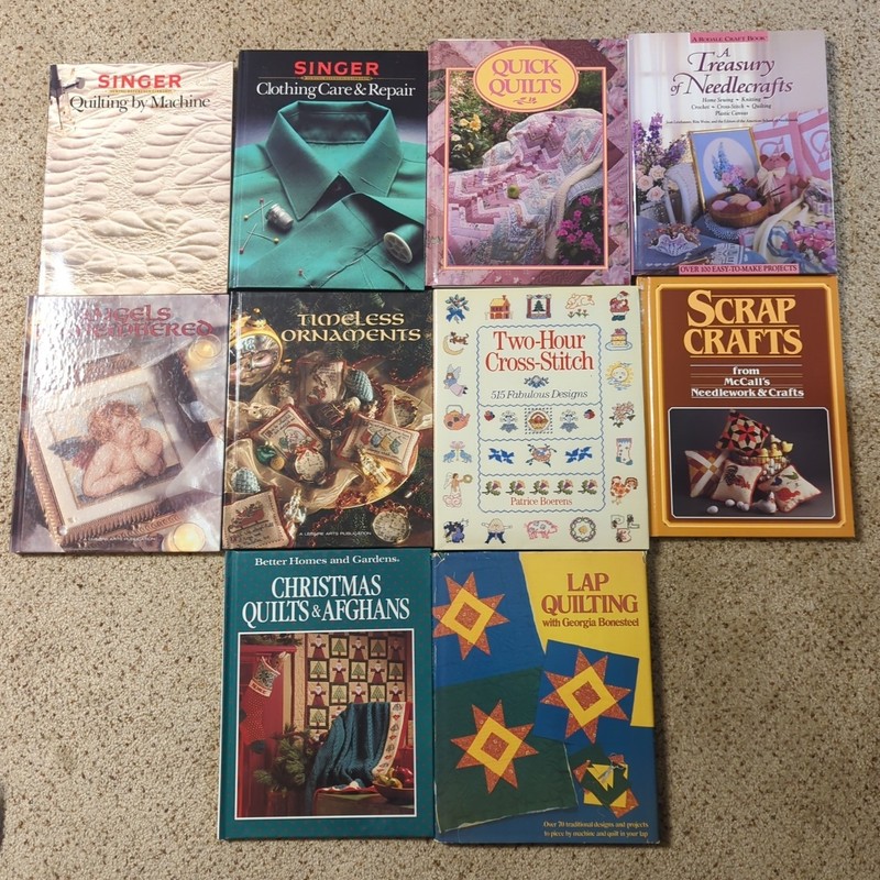 Vintage Lot 10 Quilting Sewing Cross-Stitch Craft Books Singer BHG McCall’s