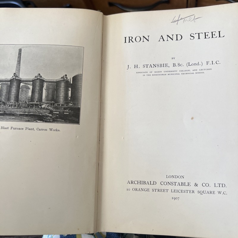 Iron and Steel by JH Stansbie HArd Cover 1908 375 pages Westminister Series 1st gallery