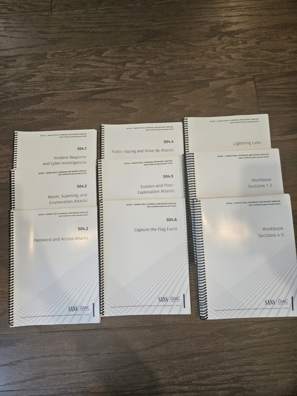 SEC504 SANS Hacker Tools, techniques, and incident handling course books – GCIH