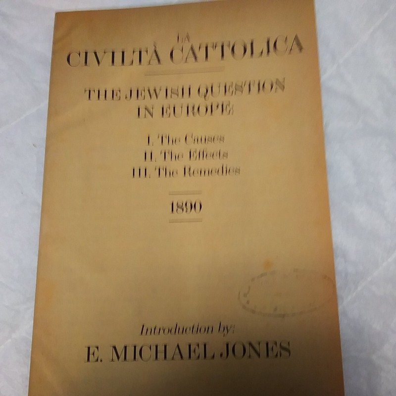 La Civilta Cattolica — The Jewish Question in Europe, PB reprint