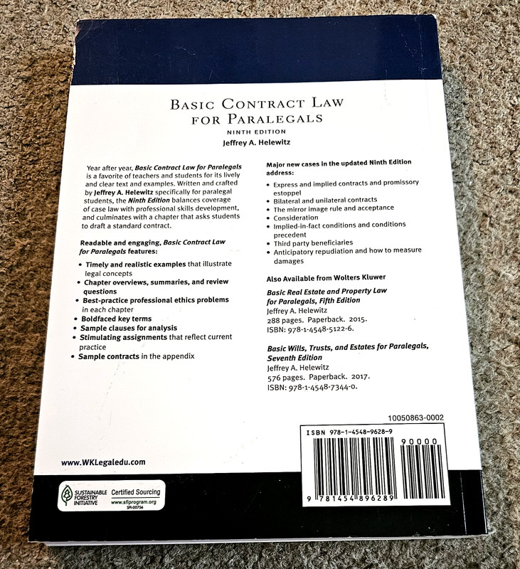 New! Basic Contract Law for Paralegals by Helewitz, Jeffrey A. Brand New Sealed gallery