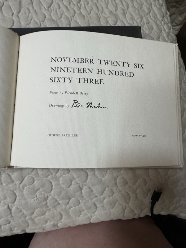 Wendell Berry November Twenty Six Nineteen Hundred Sixty Three HC w/ Slipcase gallery