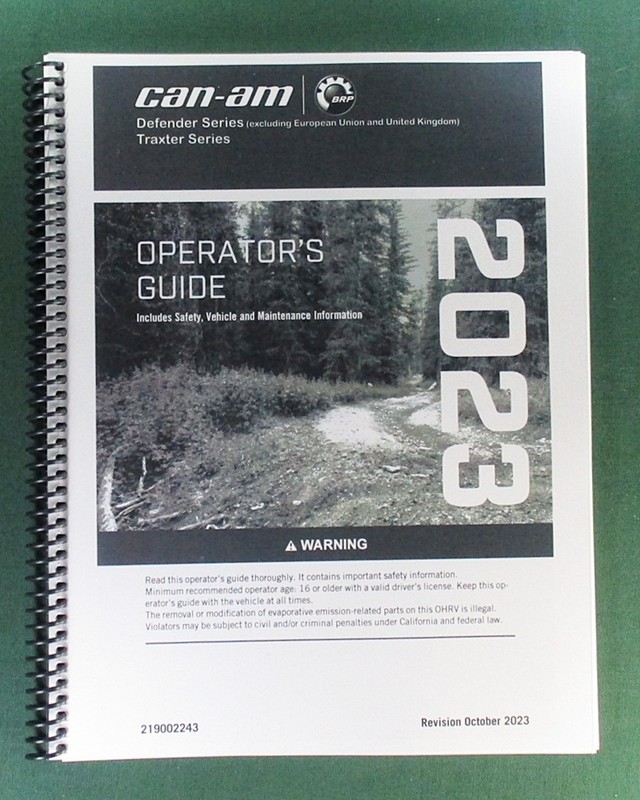2023 Can-Am Defender XU HD9 Owner’s Manual: 252 Pages & Protective Covers