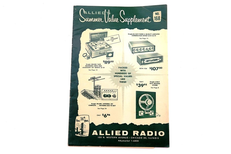 Vintage 1957 ALLIED RADIO Catalog Book with Original Mailing Envelope No 168 gallery