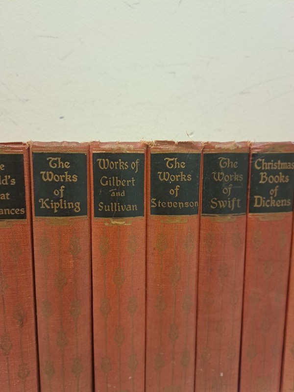Lot Of 23 Red Antiquarian Books-Black's Readers Service-Works Of Kipling-Hugo++ gallery