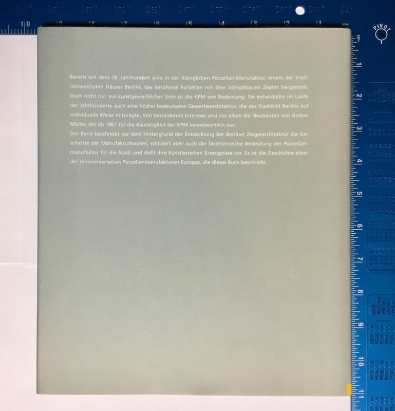 Baudenkmal Königliche Porzellan Manufaktur Berlin German 2004 Hardcover w/DJ gallery