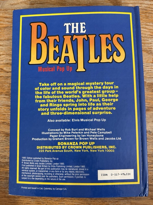 The Beatles Musical Pop Up 1985 Bonanza Pop Up Book Vintage Collectible gallery